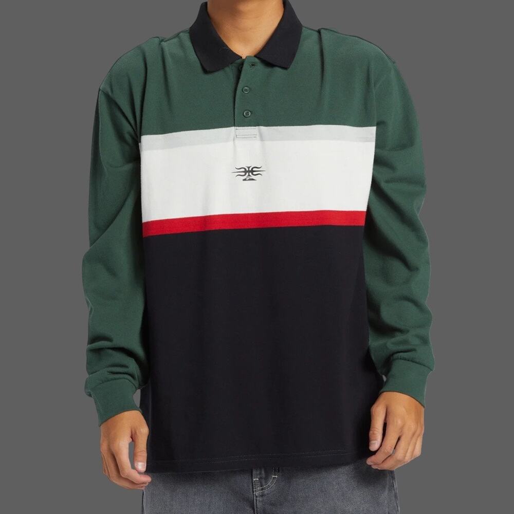 Quiksilver Men’s Mercury Rugby Polo Forest Color Large Surf Skate AQYKT03125